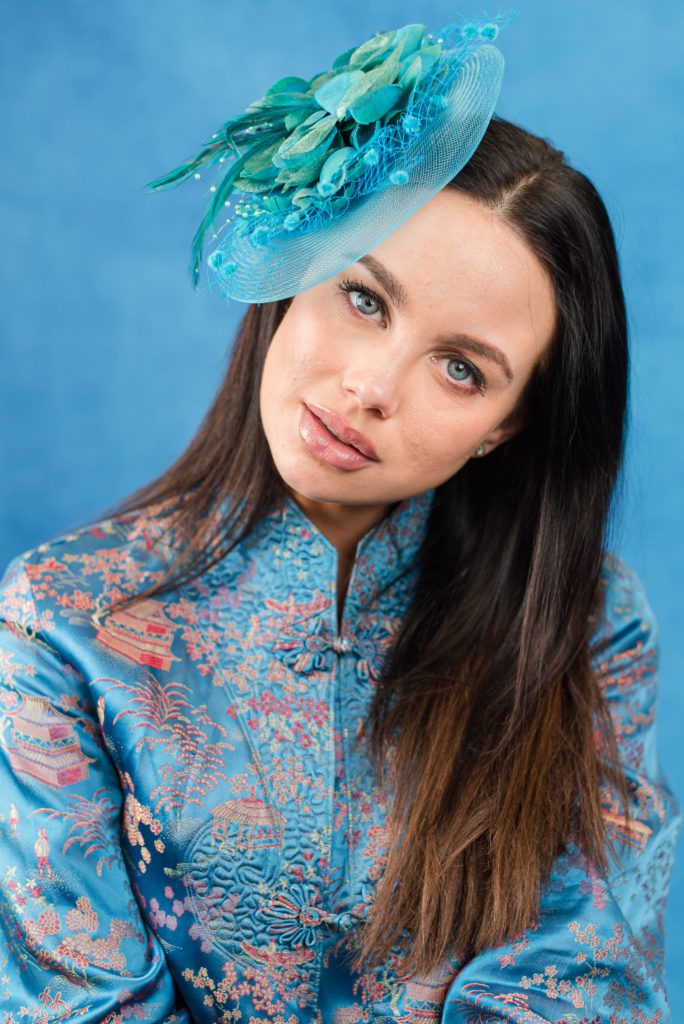 woman in blue wearing oriental attire