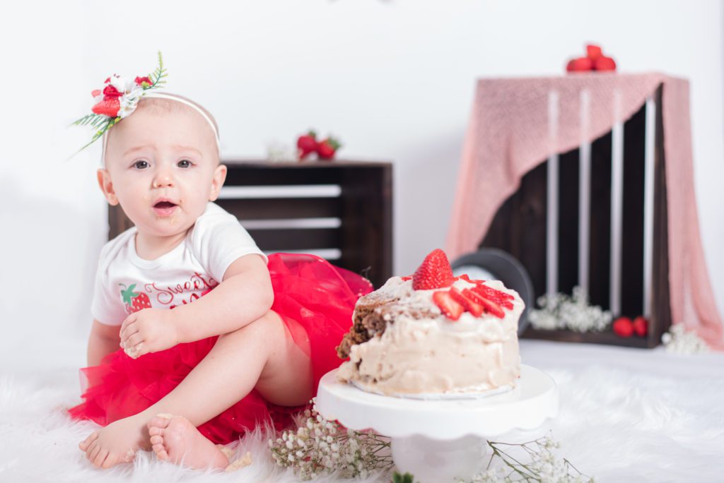 Strawberry cake smash for Annessa's first year