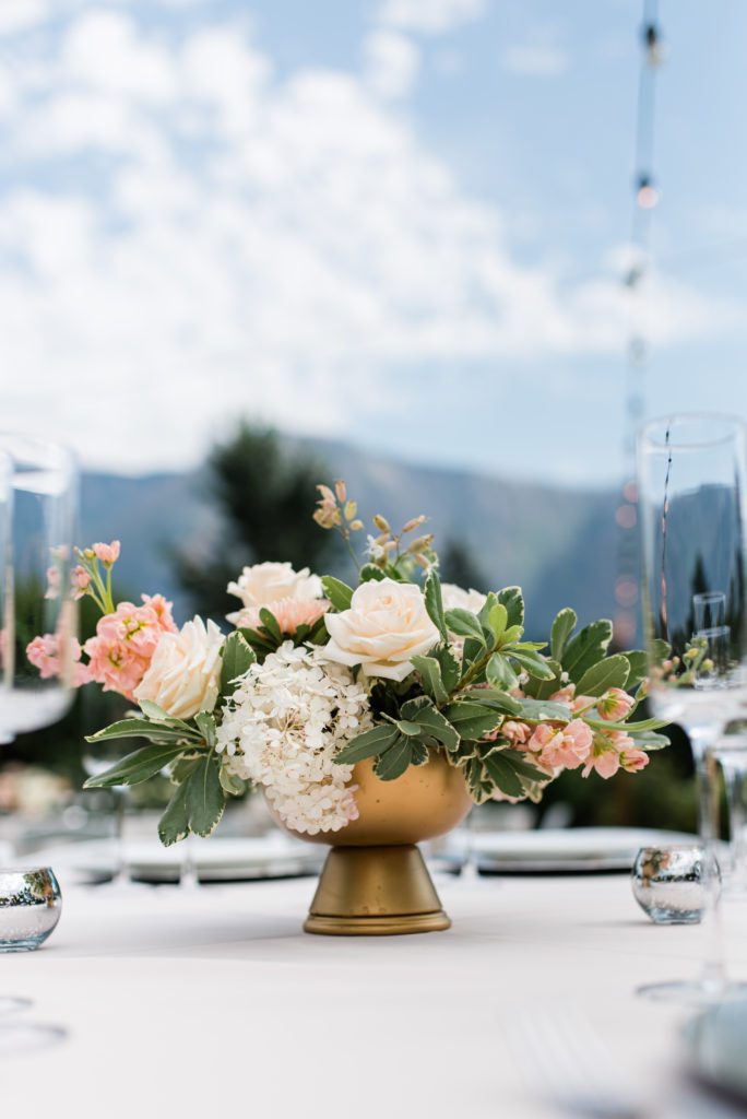 Wedding centerpiece at Cape Horn Estate