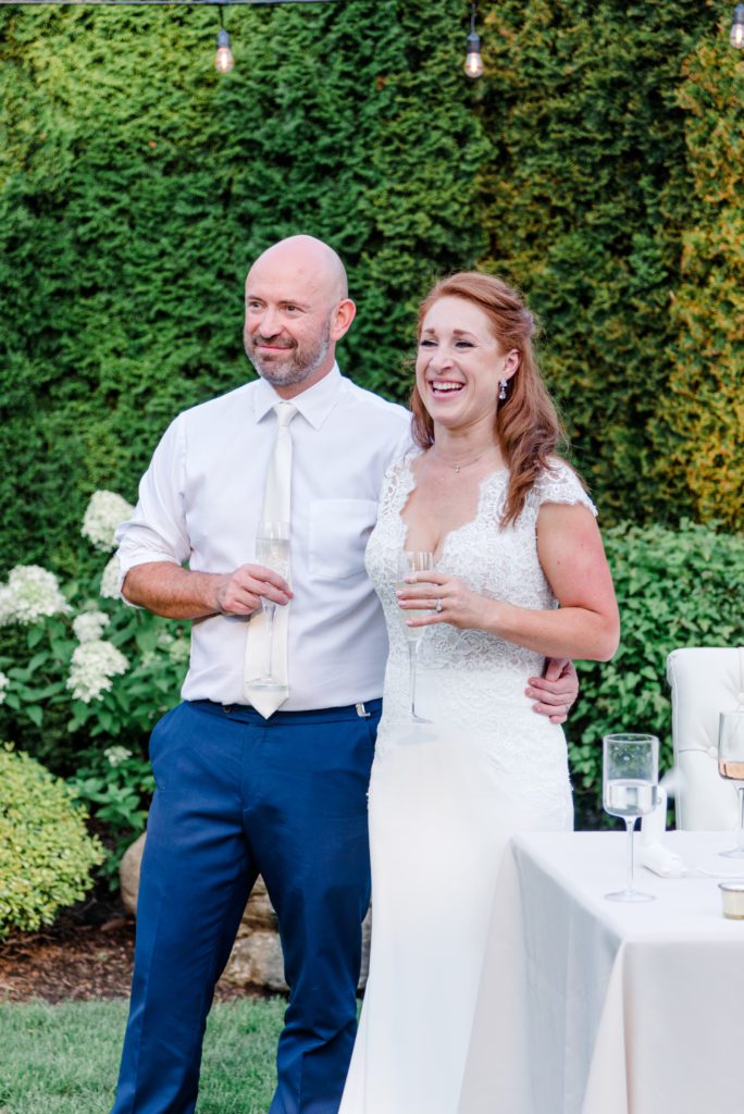 Toasting bride and groom at Cape Horn Estate