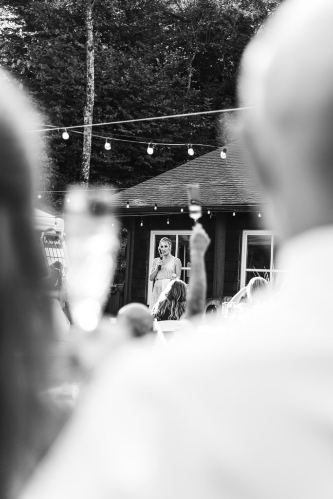 Wedding toast in black and white