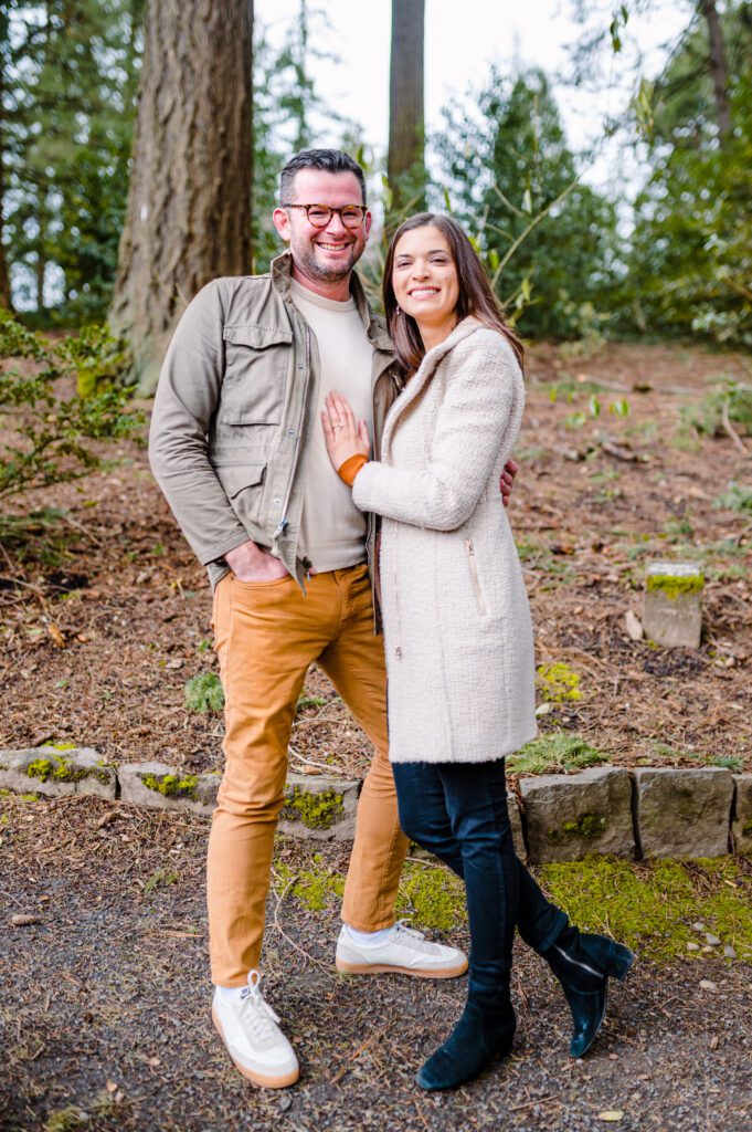 Engaged couple standing together