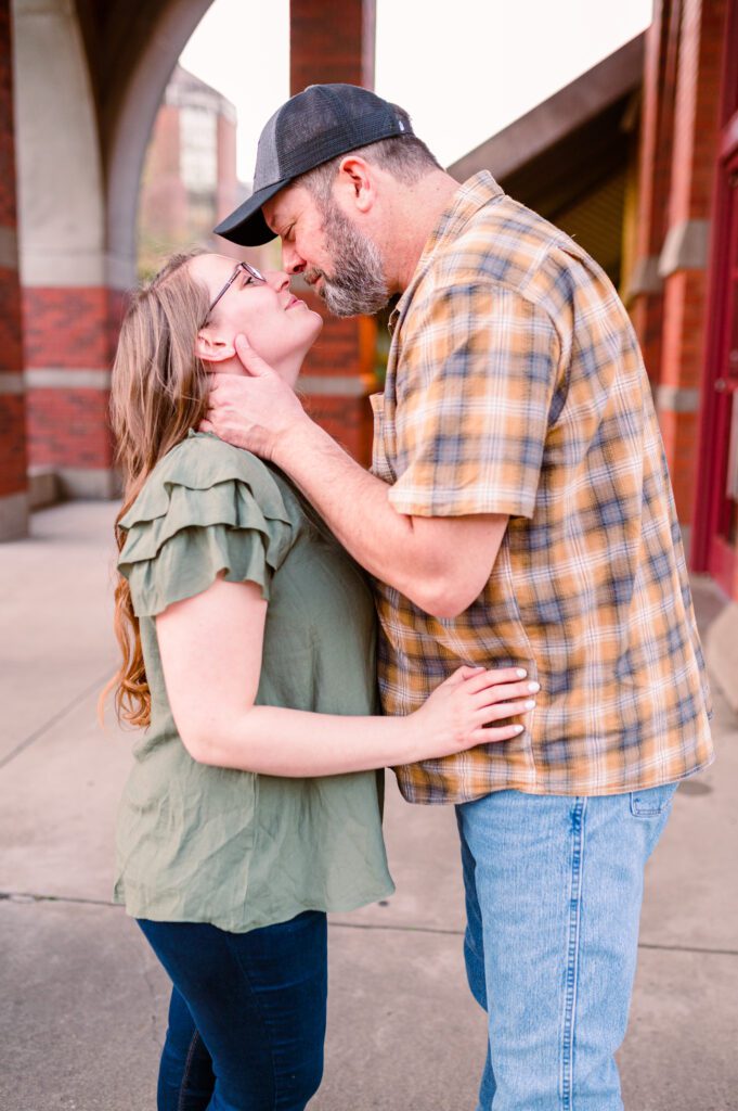 Engaged couple nose to nose