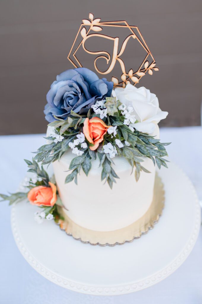 Sweet Life cake at bride and groom's wedding in Oregon